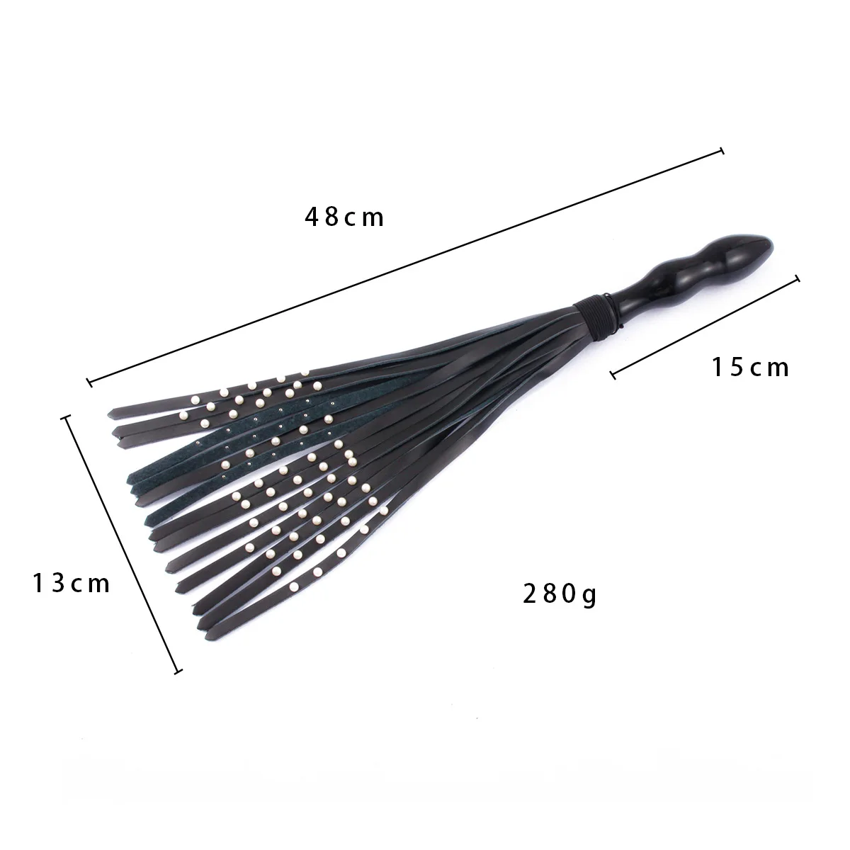 48CM Glass Handle, Genuine Leather Horse Whip,Equestrian Flogger Whips Training Riding Whips ﻿Party Prop