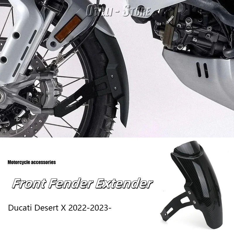 Motorcycle Front Fender Extender For Ducati DesertX DESERT X Desert X 2022 2023 Carbon Fiber Mudguard Extension Splash Guard