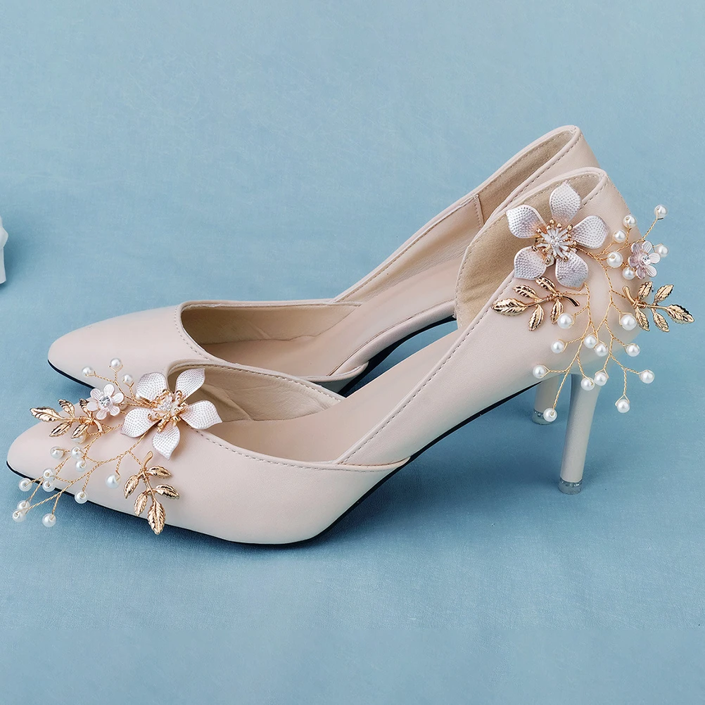 

Rhinestones Flower Bride Shoe Decoration Clips Pearls Wedding Party Bridal Accessories Metal Buckle Shoe Flowers Storage