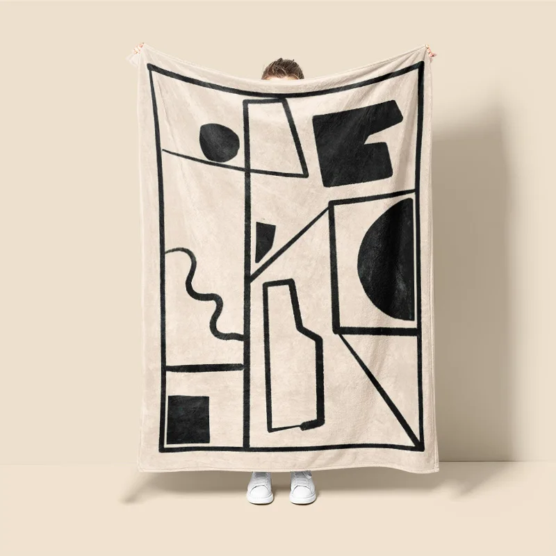 بطانية موراندي على الطراز الاسكندنافي بتصميم هندسي تجريدي ومضادة للكهرباء الساكنة مع نفس بطانية غطاء الأريكة #3