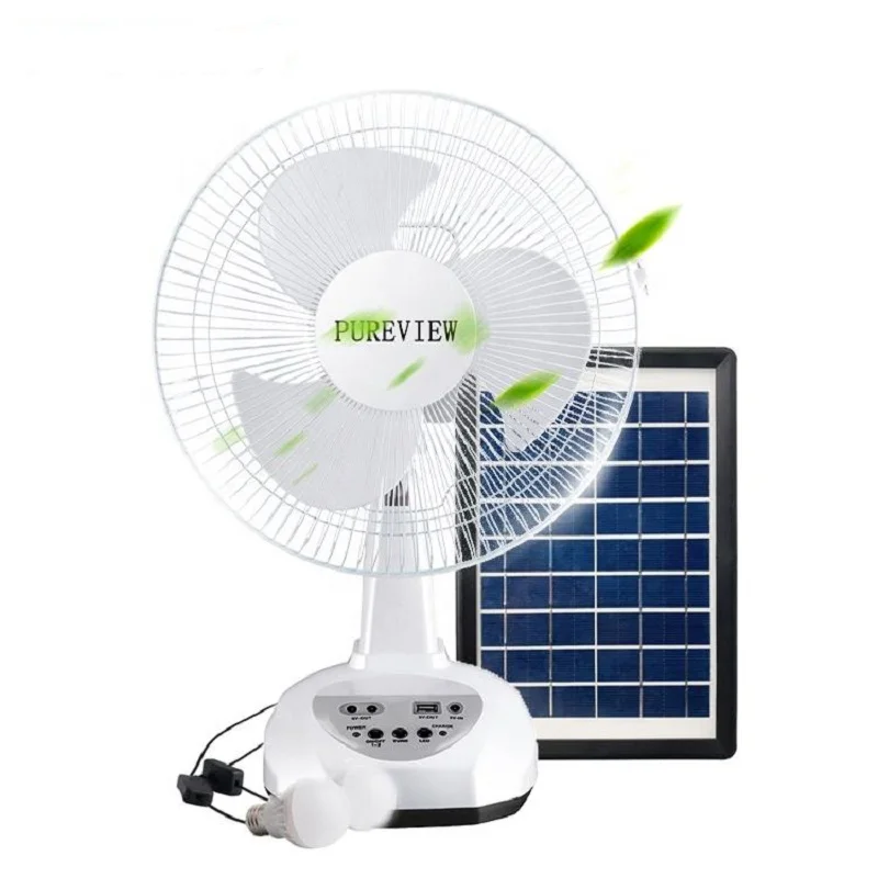 12 inches Solar charging table electric fan with power bank function portable and solar rechargeable fan 3C solar green power