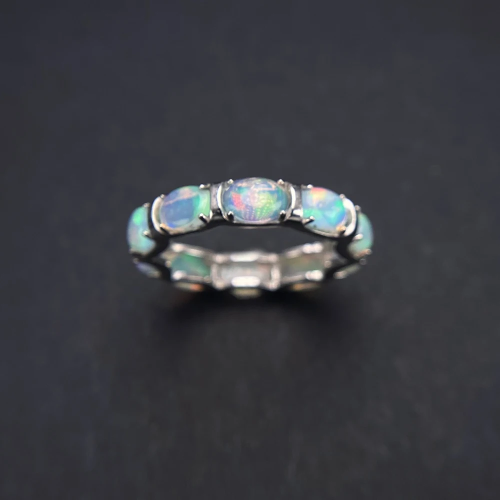 Dual-use Natural Opal Ring Pendant Sterling 925 Silver October Birthstone 4*6mm Full Opal for Women Party Fine Jewelry Gift - view 3