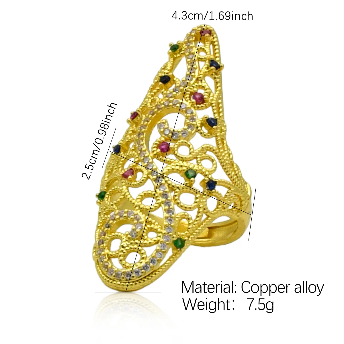 ANIID Indian Style Dubai Gold Plated Long Rings For Women Resizable Ethiopia Arab Wedding African Gift Nigerian Big Jewellery