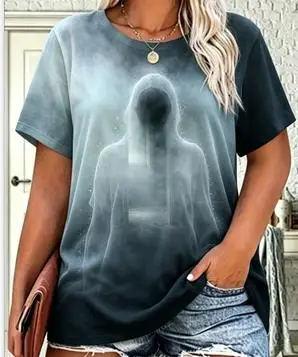 Women Vintage Witch Curiosity Box Print T‑Shirt Occult Candle Mirror Retro Gradient Crew Neck Short‑Sleeve Casual Tops