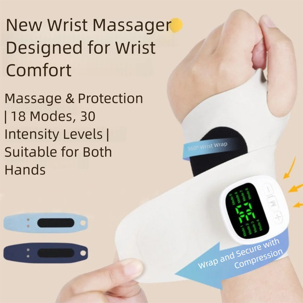 

30 Level Massager Wrist Vibration Massage Pad USB Rechargeable 8 Modes Wrist Support Pad Vibration Function Cordless Design