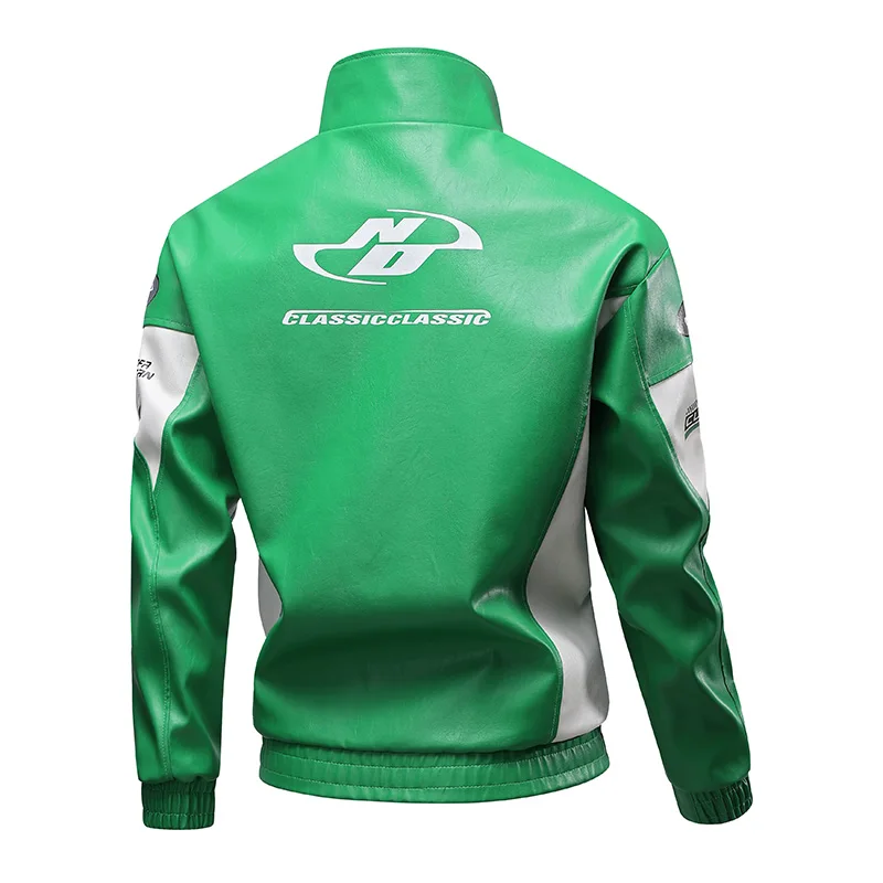 American Streetwear Moto Guzzi Motorcycle Jacket Men High Street Motorbike PU Leather Jacket Autumn Winter High-end Men's Jacket