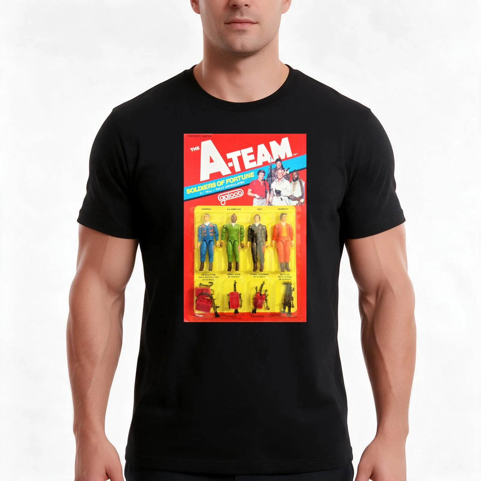 The A-Team Soldiers of Fortune Action Figure Set T-Shirt, Summer Casual Cotton Tee, Oversized Streetwear Tops, Unisex Men Women