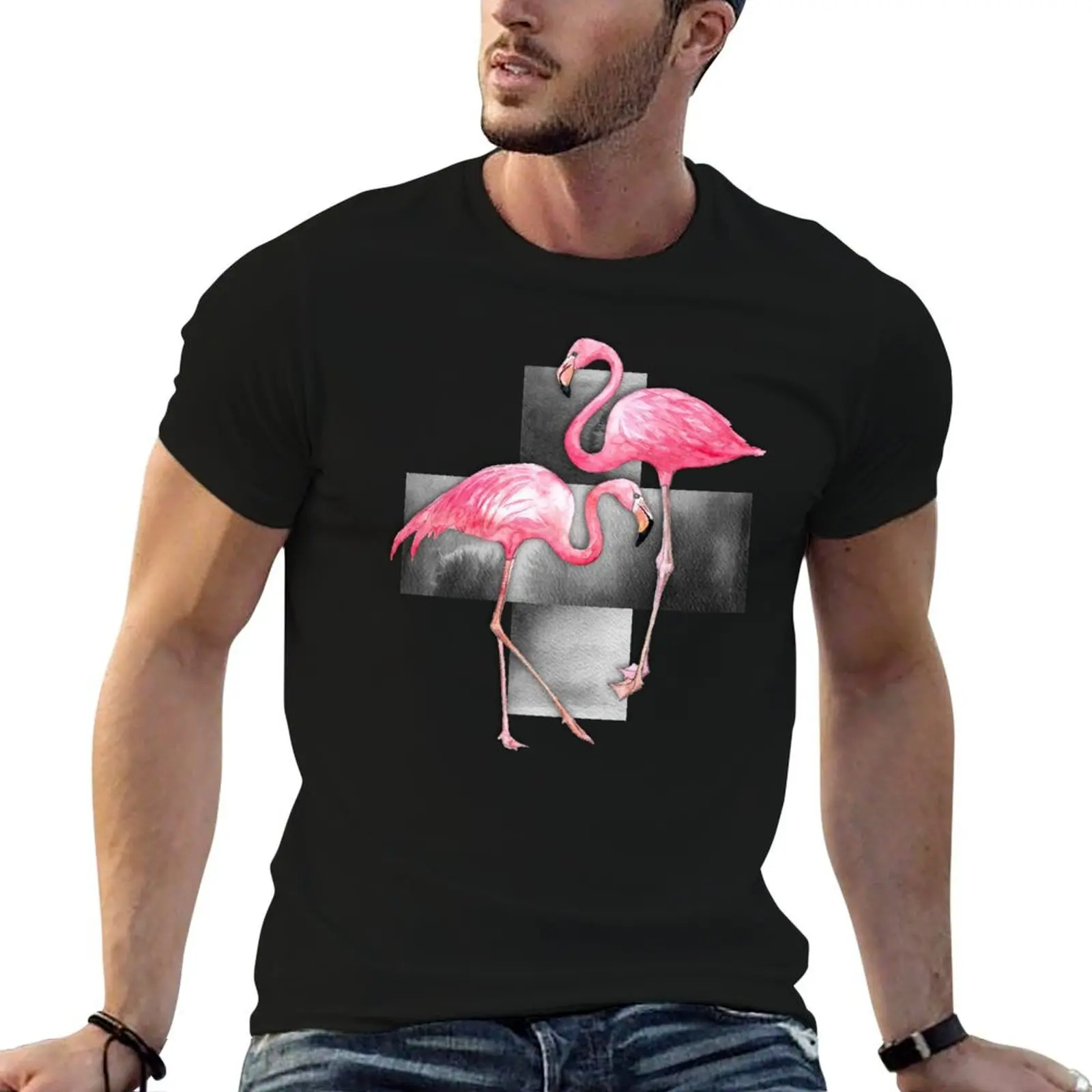 

FlamingoCollage vintage graphic for t shirts Ink shirts man men for t Watercolor T-Shirt and in man
