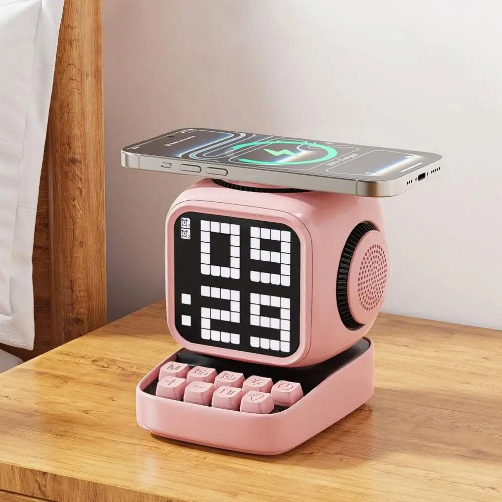 مكبر صوت كاريوكي صغير مع شحن لاسلكي، مكبر صوت بلوتوث، شاحن لاسلكي، هدية عيد ميلاد صغيرة للأطفال، Sm