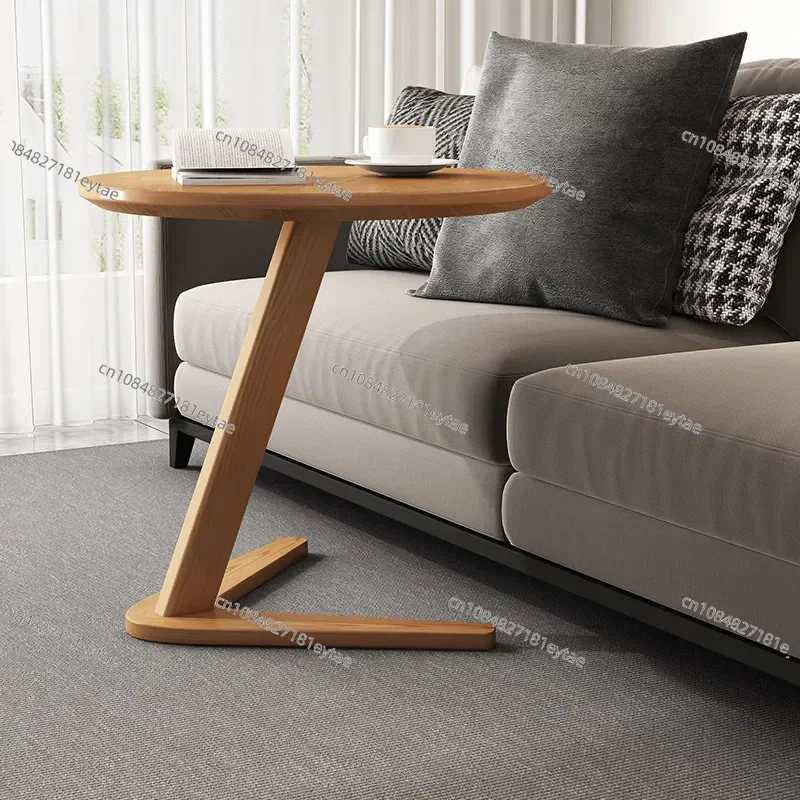 Oak Triangle Support Side Table Heavy Duty C Shaped Sofa Trending Balcony Coffee Table Bedroom Nightstand - view 3