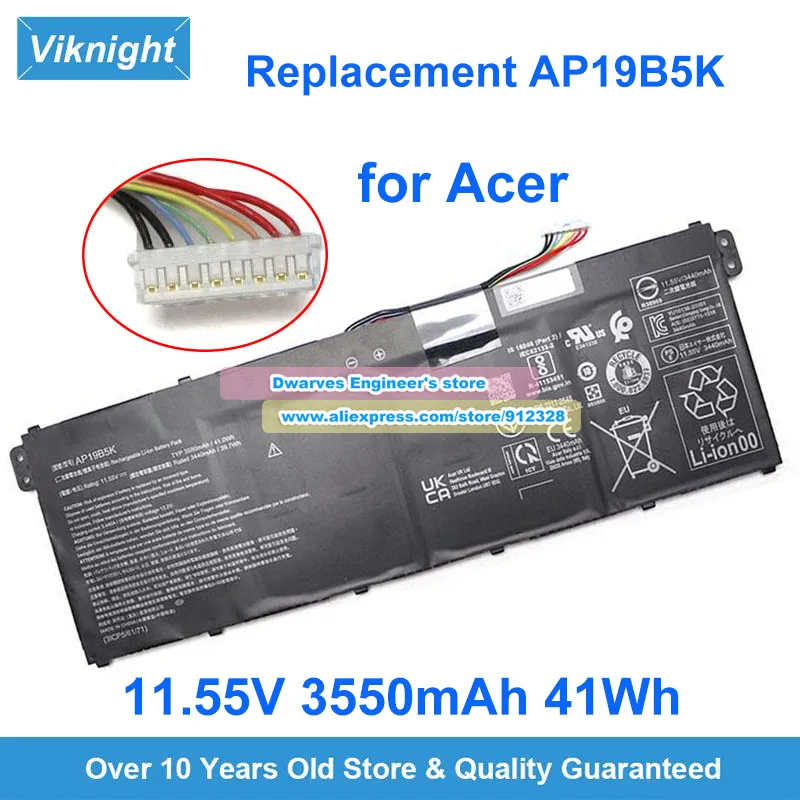 New AP19B5K 11.55V 41Wh Battery For Acer Chromebook 314 C922 CB314-2H Spin 311 C722 AP20CBL AP18C8K AC14B8K AC14B3K AC14B3K