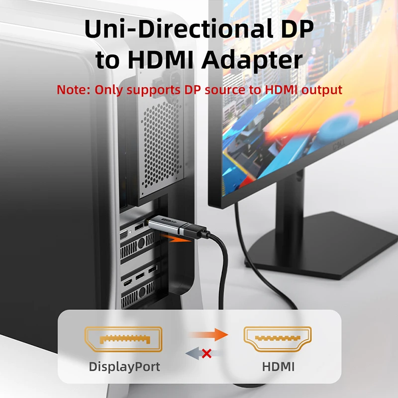 CABLETIME DP إلى HDMI محول 4K30 هرتز/60 هرتز DisplayPort إلى HDMI محول DP ذكر إلى HDMI أنثى محول لأجهزة الكمبيوتر المحمول PC TV