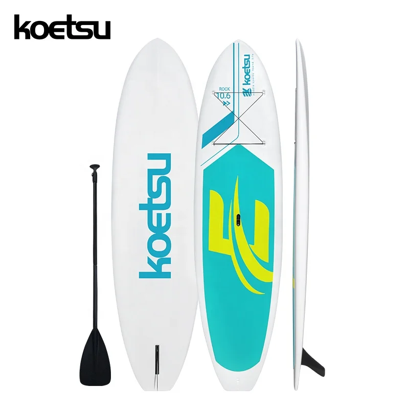 KOETSU Sup Paddle Board 10 feet 6 inches PE PU Foam Surfing White One-piece Blow Molding Rigid Paddle Board Glastic Surfboard