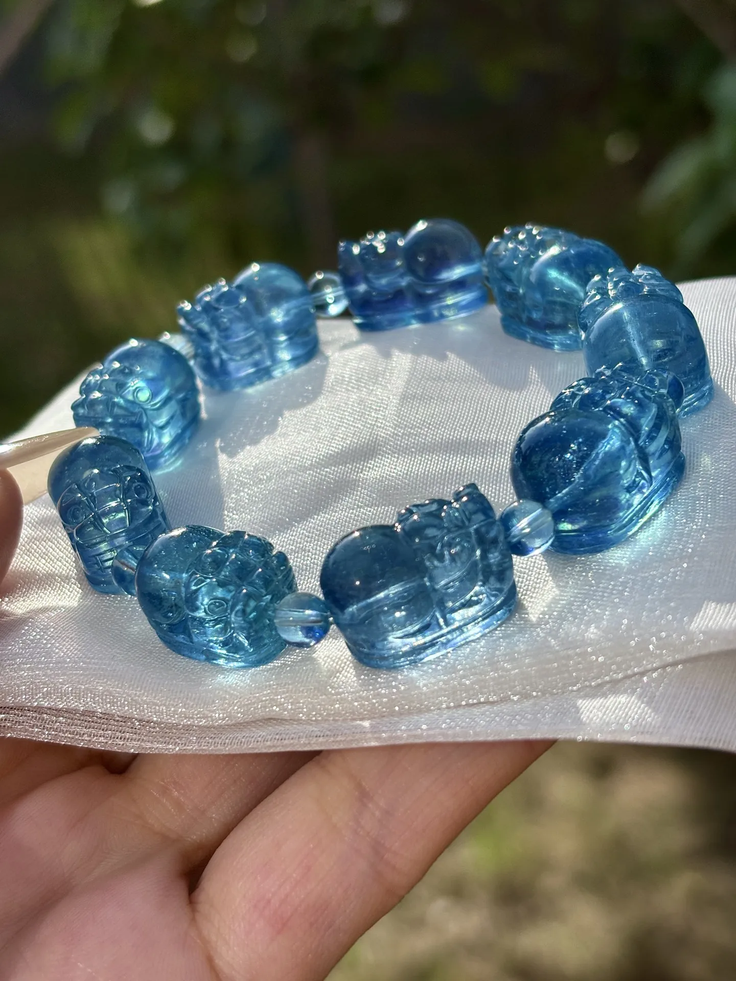 

Натуральный синий аквамарин Pi Xiu бусины браслет 18x12 мм вспышка для женщин и мужчин подарок модные бразильские синие аквамариновые украшения AAAAA