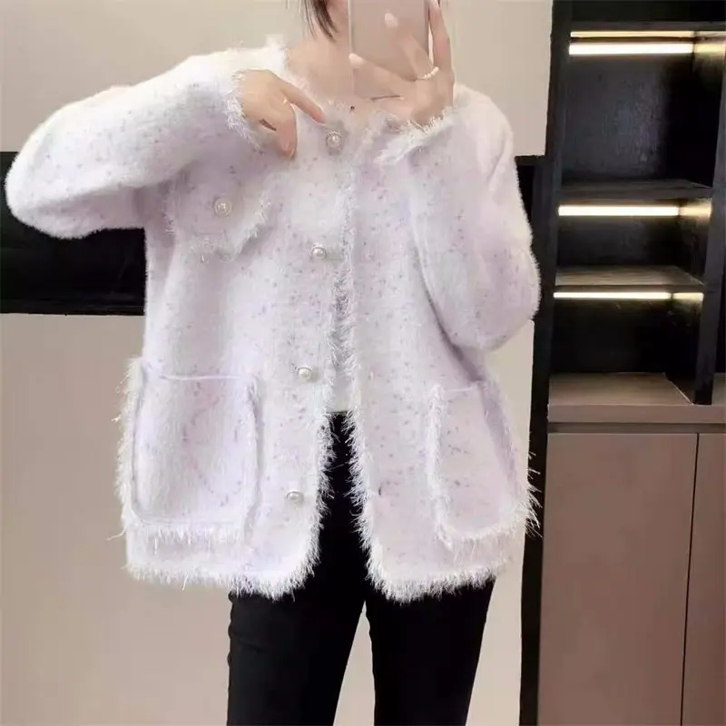 Fashionable Outerwear For Women Spring And Autumn Imitation Mink Velvet Coat Versatile Cardigan Loose Tassels Short Jacket Z951