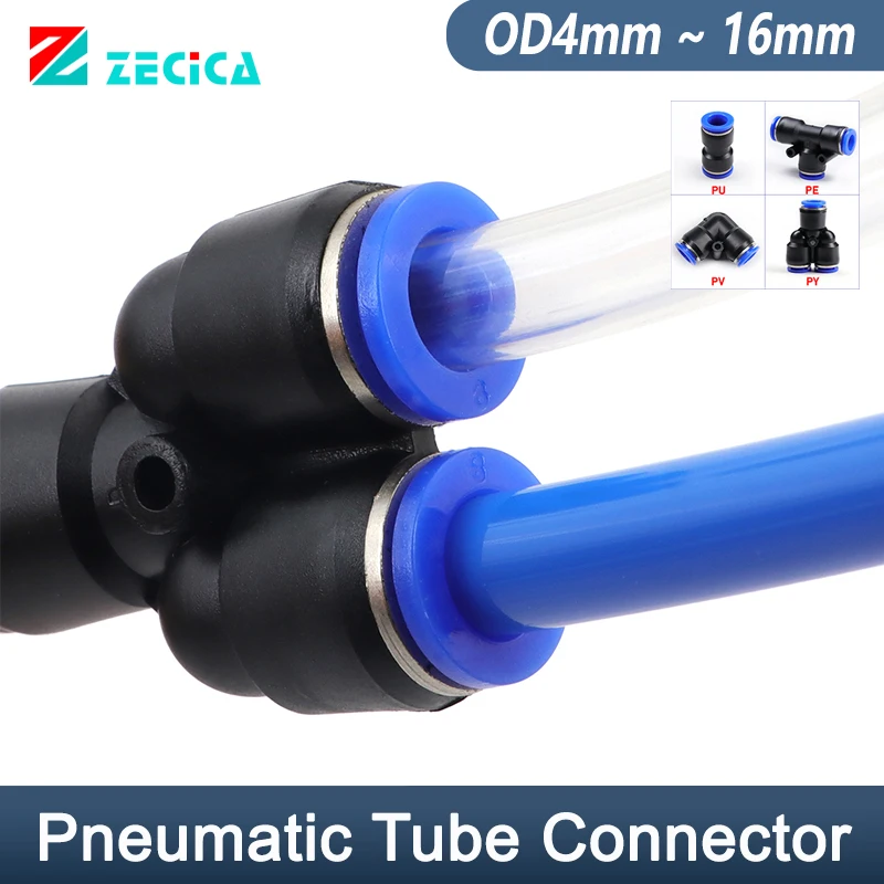 Pneumatic Fittings Plastic Connector PU/PY/PE/PV Equal Joint for Air Water Hose Tube Push In Straight Gas Quick Connection
