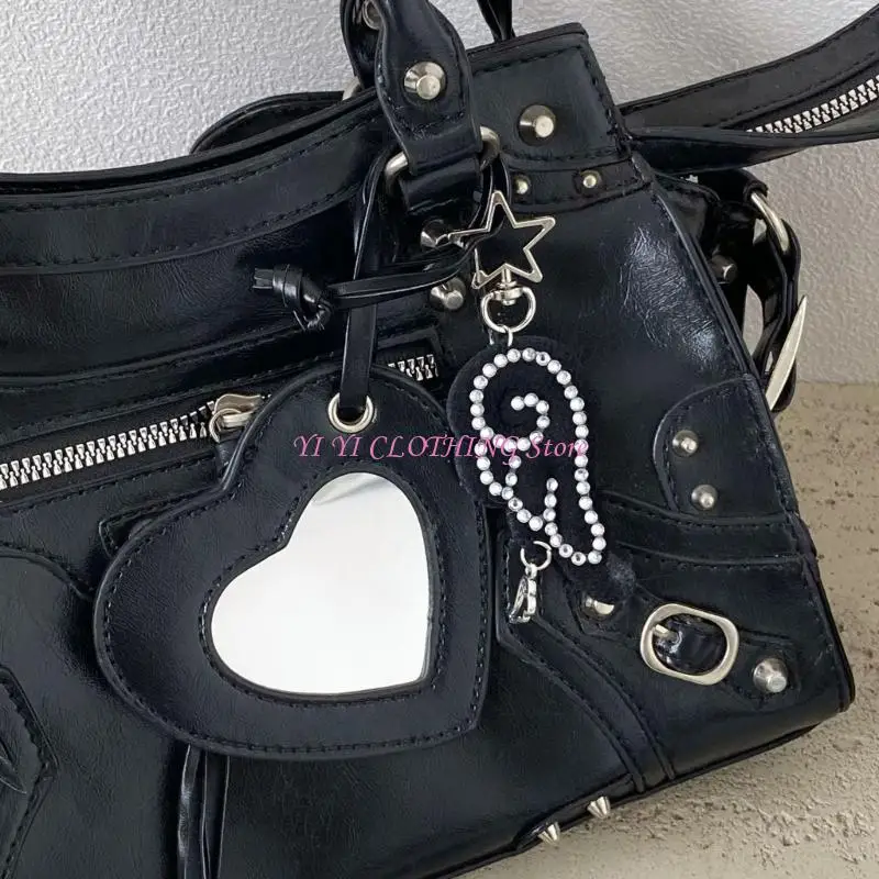 N5KF Fashionable Embroidered Wing Keyring Glittering Accent Y2K Aesthetic Charm