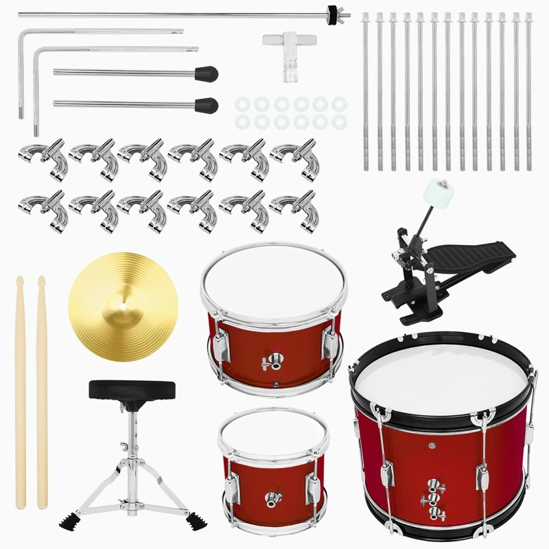 Children Drum Kits with Adjusted Thrones, 3 Piece Drum Set for Kids Beginners E56D