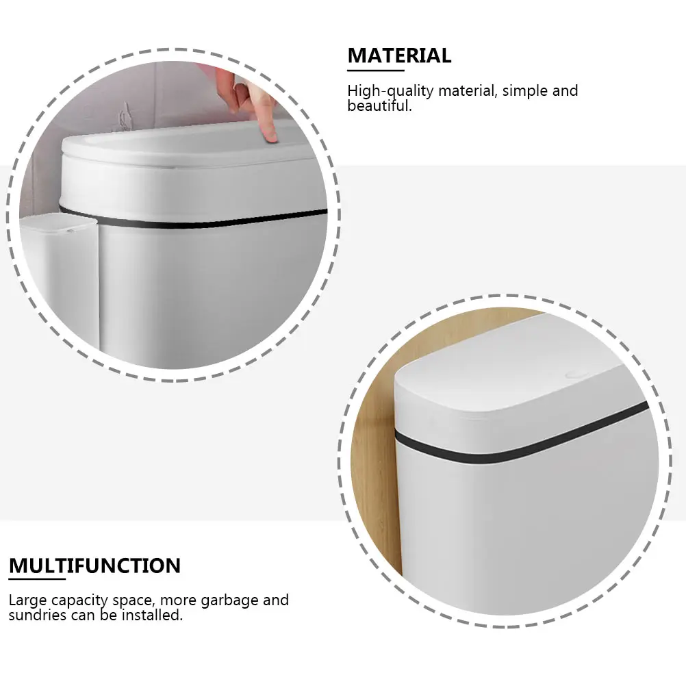

Trash Can with Lid Small Garbage Bathroom Cans Bin Slender Rubbish Containers for Plastic Restroom Office Junk Case