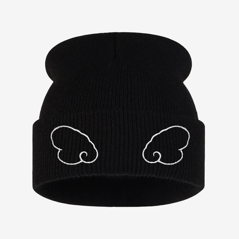 Stylish Angel Wings Embroidered Adult Beanie Soft Breathable Knit Cap for Trip Hangout Holiday Celebration Daily Casual Look