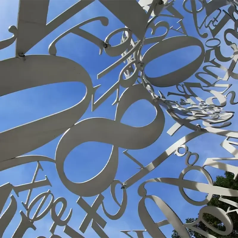 Outdoor Stainless Steel Sculpture by Jaume Plensa; Custom Color & Design Irregular Shape Polished with Engraving Technique