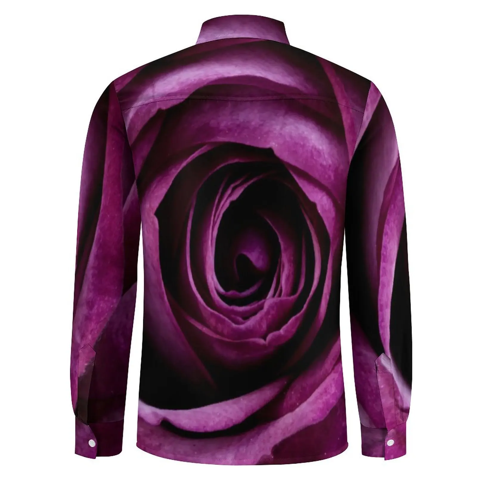 Blumen druck Freizeit hemd männlich lila Rose atmungsaktives Hemd Herbst Vintage Blusen Langarm Grafik übergroße Top