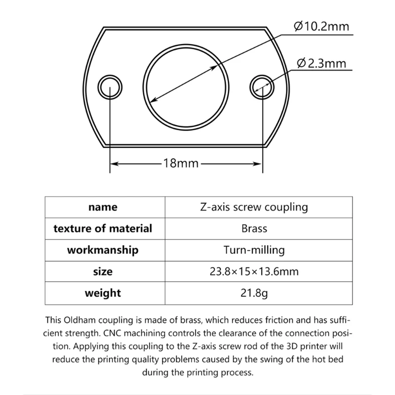 Khớp nối bằng đồng thau vuông cho máy in 3D Ender3 T8 Bộ ghép nối trục vít Zaxis