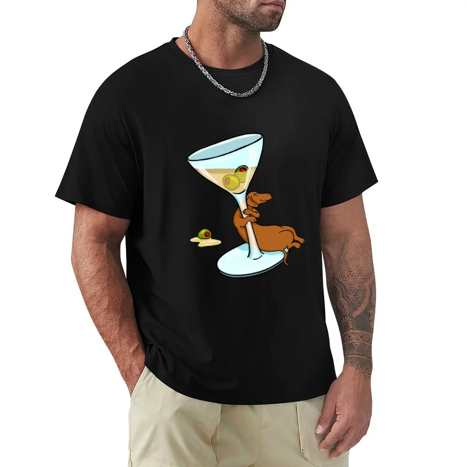 Cocktail Wieners Martini Weenies Dachshund Dog T-Shirt cotton t shirt pack T-Shirt