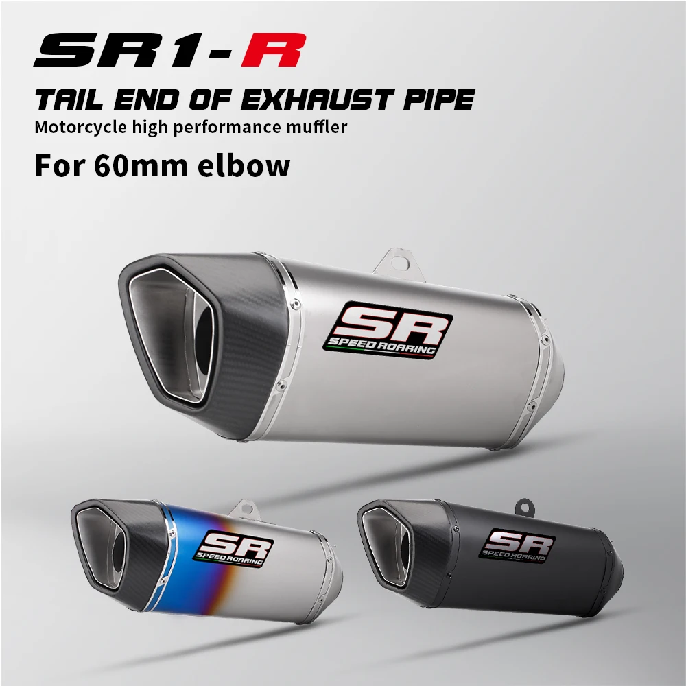 SR Project SR1 Muffler Motorcycle Exhaust Carbon Fiber 60mm Inlet for z900 S1000RR ninja400 crf250 crf1100 GSXR CBR500