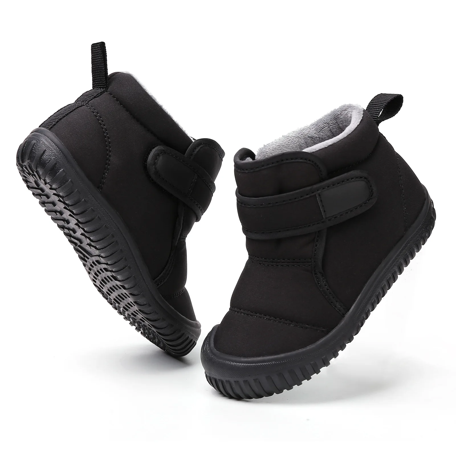 

Snow Boots Children Winter Lightweight Solid Color Girl Fashion Warm Cotton Shoes Boy Fleece Non-slip Short Boots Outdoor Velcro