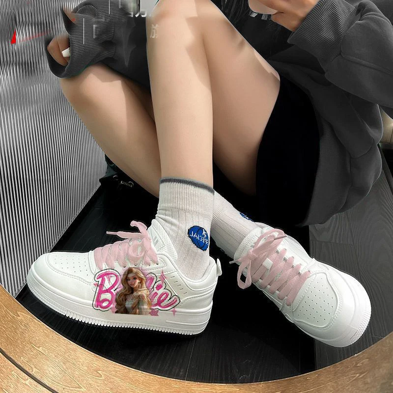 Barbie Adults Plush Board Shoes Kawaii Trendy Movie Sneakers Warming Comfortable Stylish Cartoon Special Sweet Girls Gift Cool