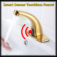 Gold Bathroom Sensor Faucet Touchless Sink Mixer Smart Bathroom Basin Faucet Kitchen Infrared Mixer Luxury Brass Vanity Auto Tap