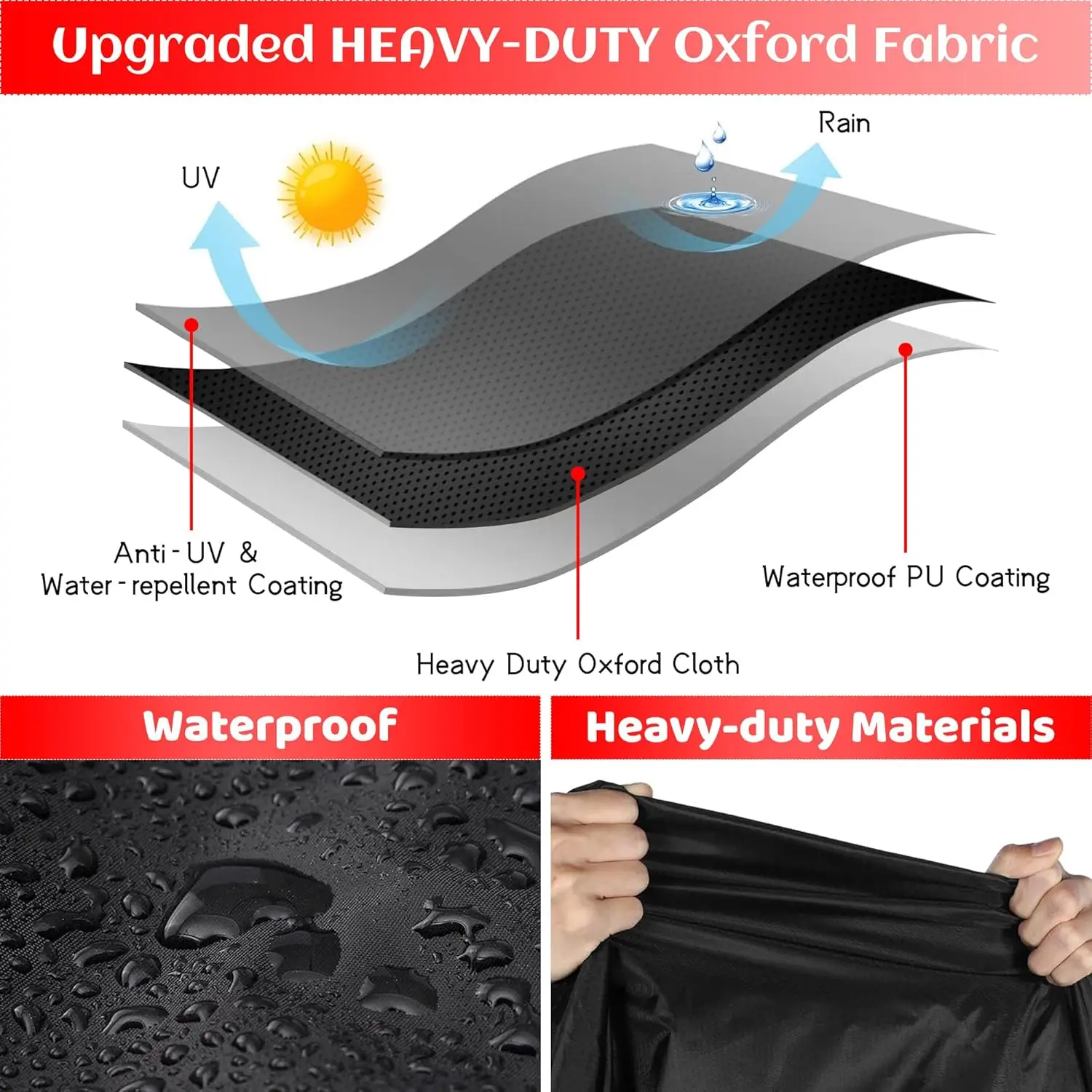 Grill Cover, 58 inch Heavy Duty BBQ Gas Grill Cover for Outdoor Grill, Waterproof, Weather Resistant, Anti-UV, Rip-Proof
