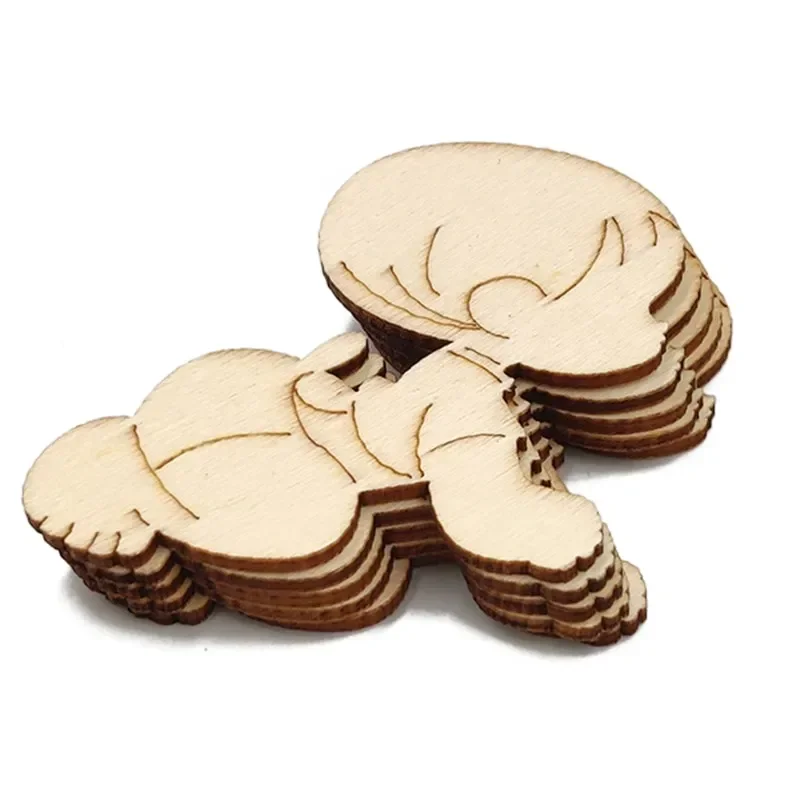 10pcs Wooden Shapes Embellishments Baby Kids Room Decoration Wedding Crafts Mini Laser Cut Blanks Slices