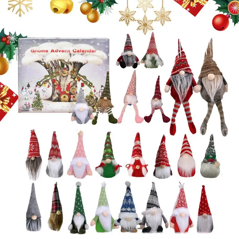 Christmas Gnome Advent Calendar 24 Days Plush Gnome Dolls Xmas Countdown Calendar for Kids Adults holiday decoration