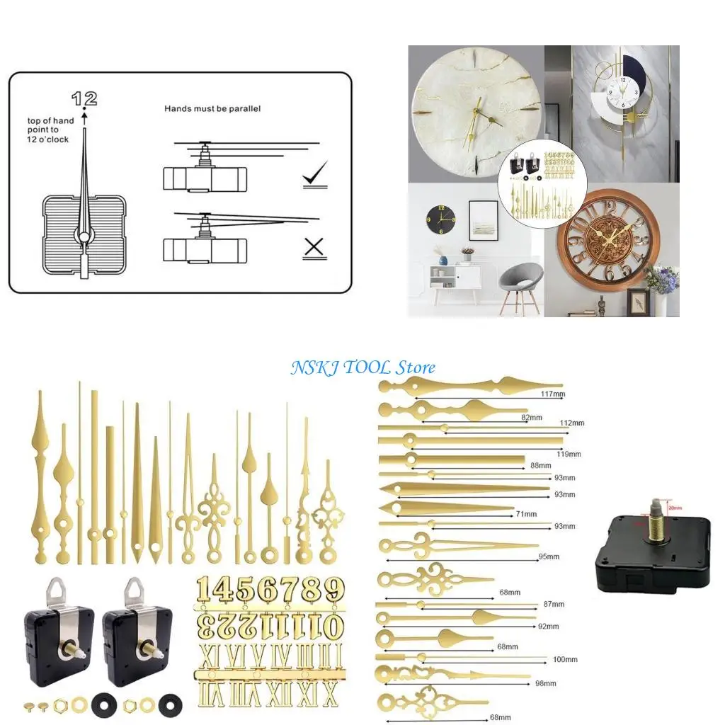 

L8RC Набор часовых механизмов для точных настенных часов с запасной частью с золотой иглой