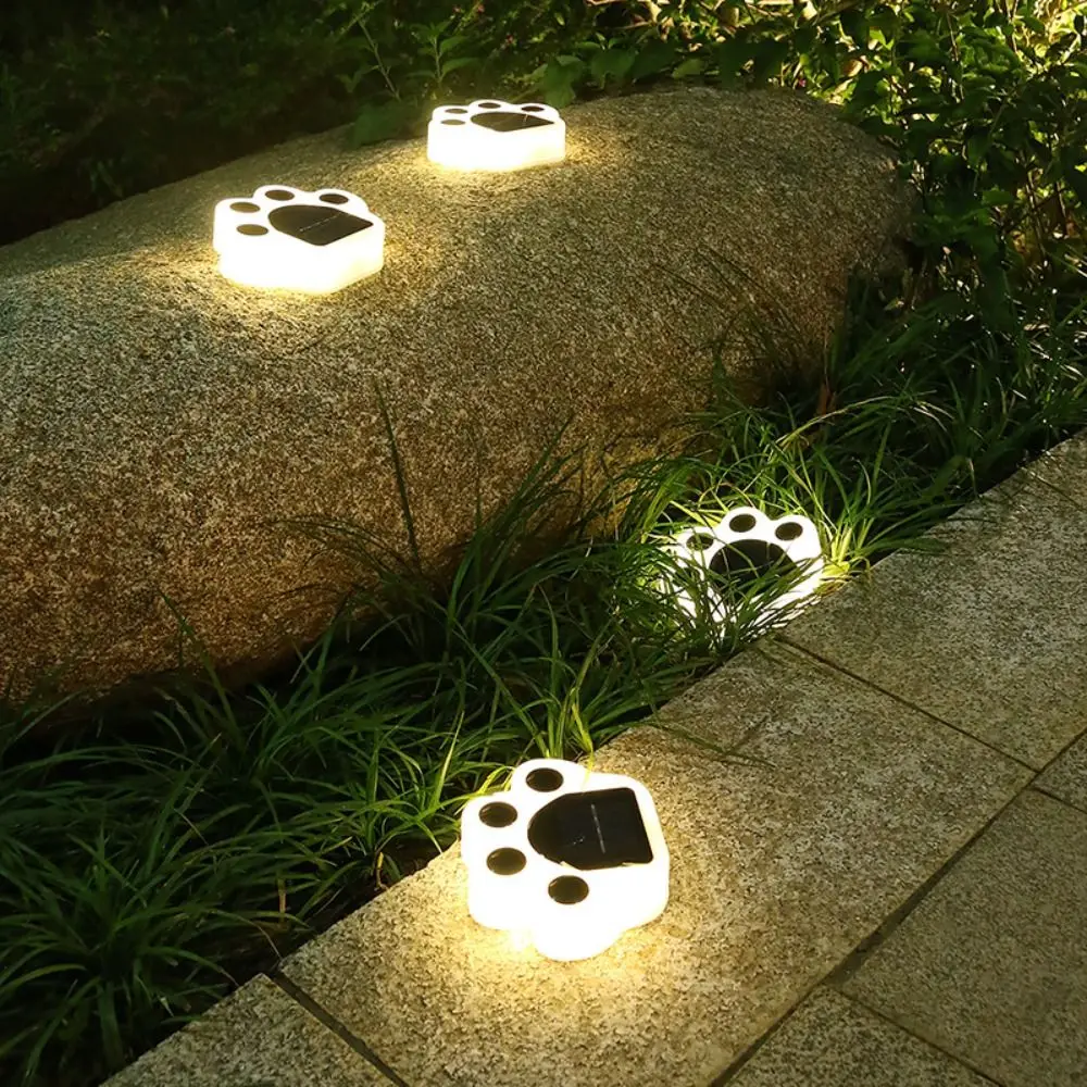 Solar Powered Solar Garden Light Decoration LED Lighting Outdoor Lawn Lamp Intelligent Light Control Animal Paw Print