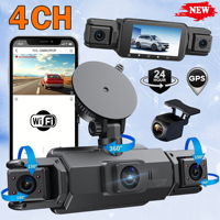 Car Dash Cam 4 Channel Driving Camera with WiFi GPS 1080P Front Left Right Rear Night Vision Loop Recording 24H Parking Monitor
