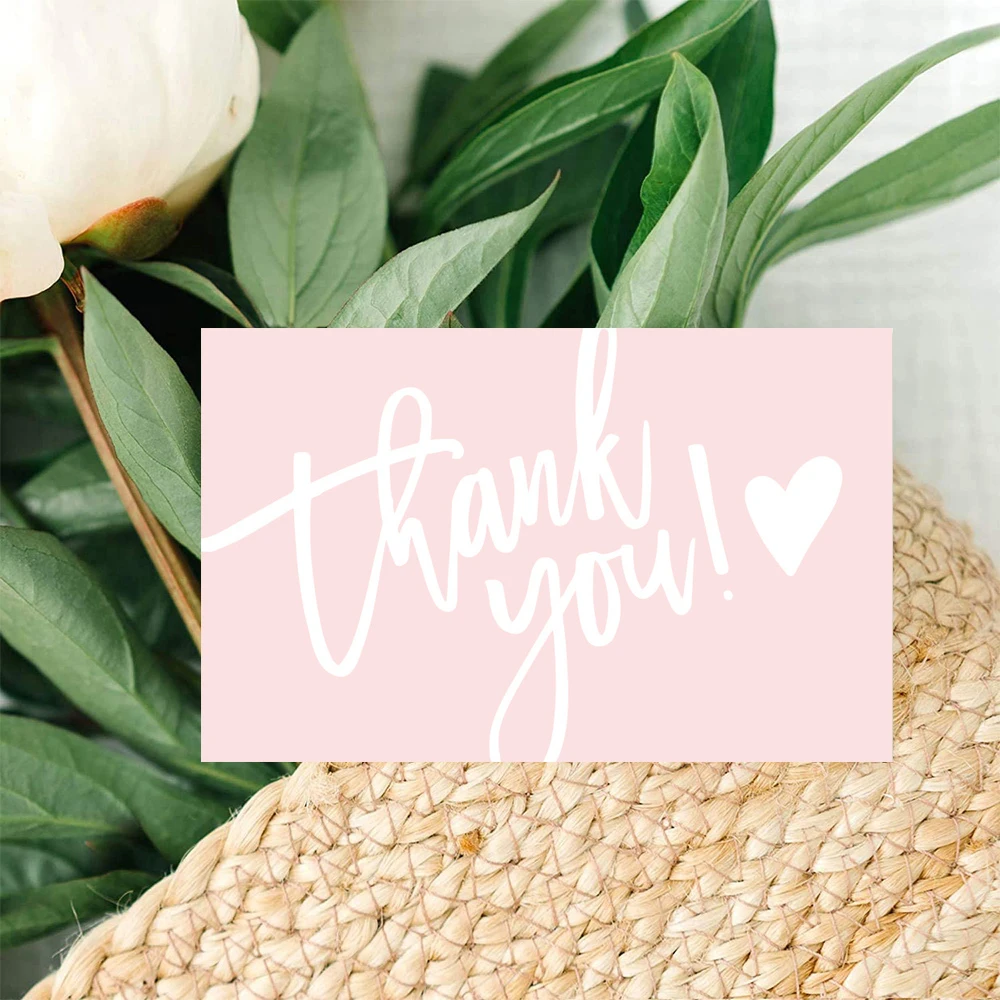 30pcs Pink Thank You Card For Supporting My Small Business Package Decoration 