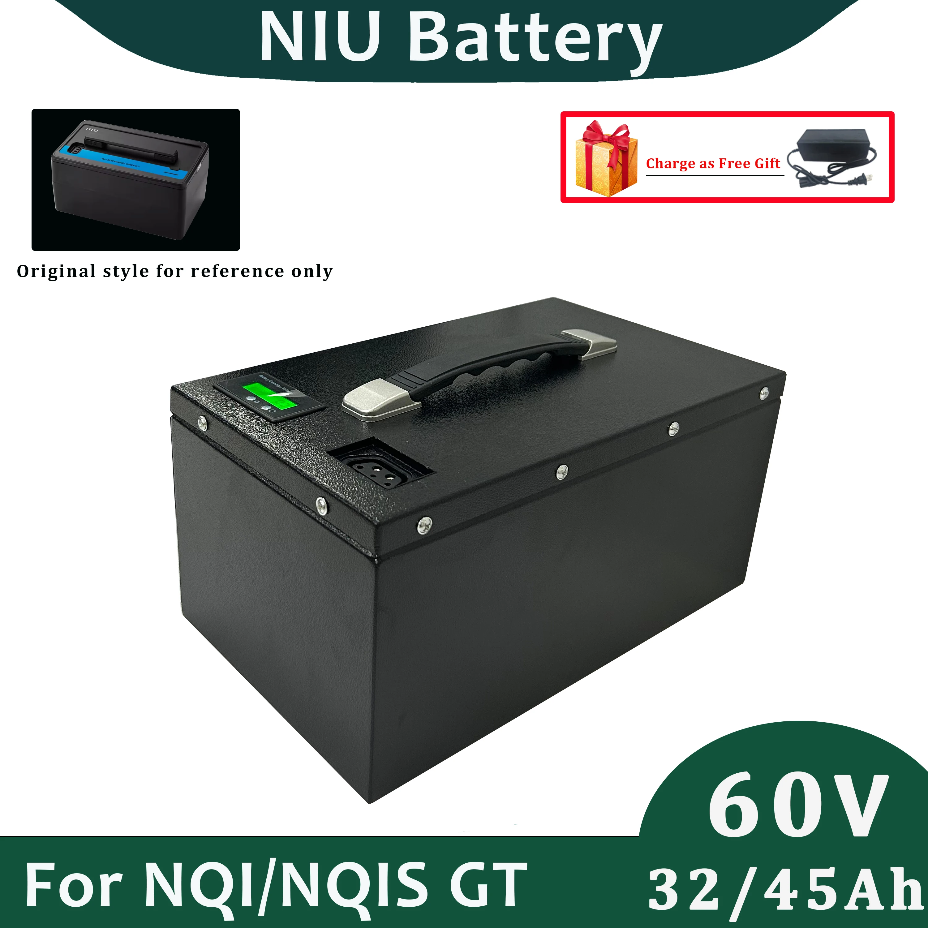 

Original Replacement Li-ion Battery Pack 60v 32Ah 45Ah For NIU Motorcycle NIQ NIQ GT with 5A Charger