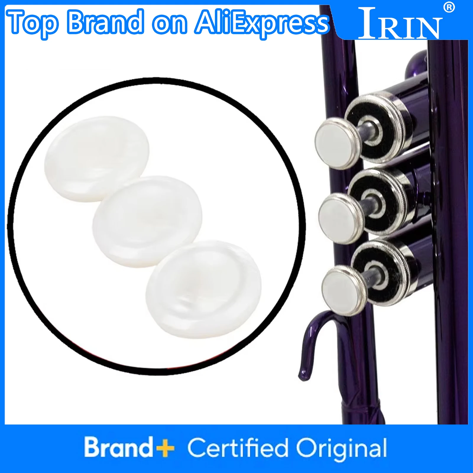 

IRIN 3 Pcs Trumpet Key Valve Cap White Shell Finger Buttons for Trumpet Trombone Music Repair Parts Brass Instrument Accessories