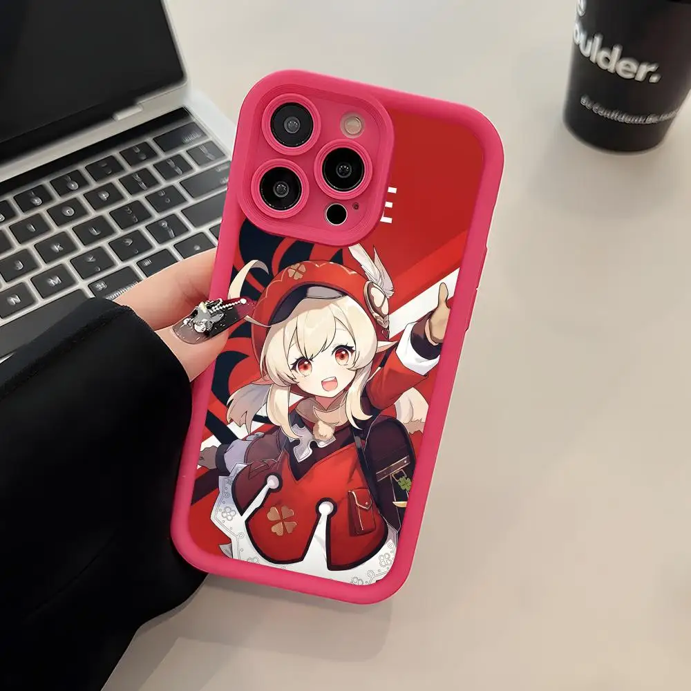 

Game GI Klee Phone Case for iPhone 17 16 15 14 13 12 11 Air Pro Max Plus Red Soft TPU Shockproof Cover