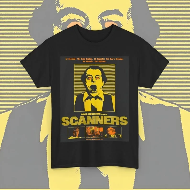 Scanners T-shirt - Retro Sci-fi Horror Tee, Graphic Novel Shirt, Nostalgic Movie Fan Top, Vintage Space Theme Apparel