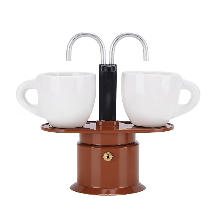 

Double Tube Art Food Grade Aluminum Mini 2 Cup Mocha Pot Household Brewed Italian Coffee Pot Outdoor Coffee Italian