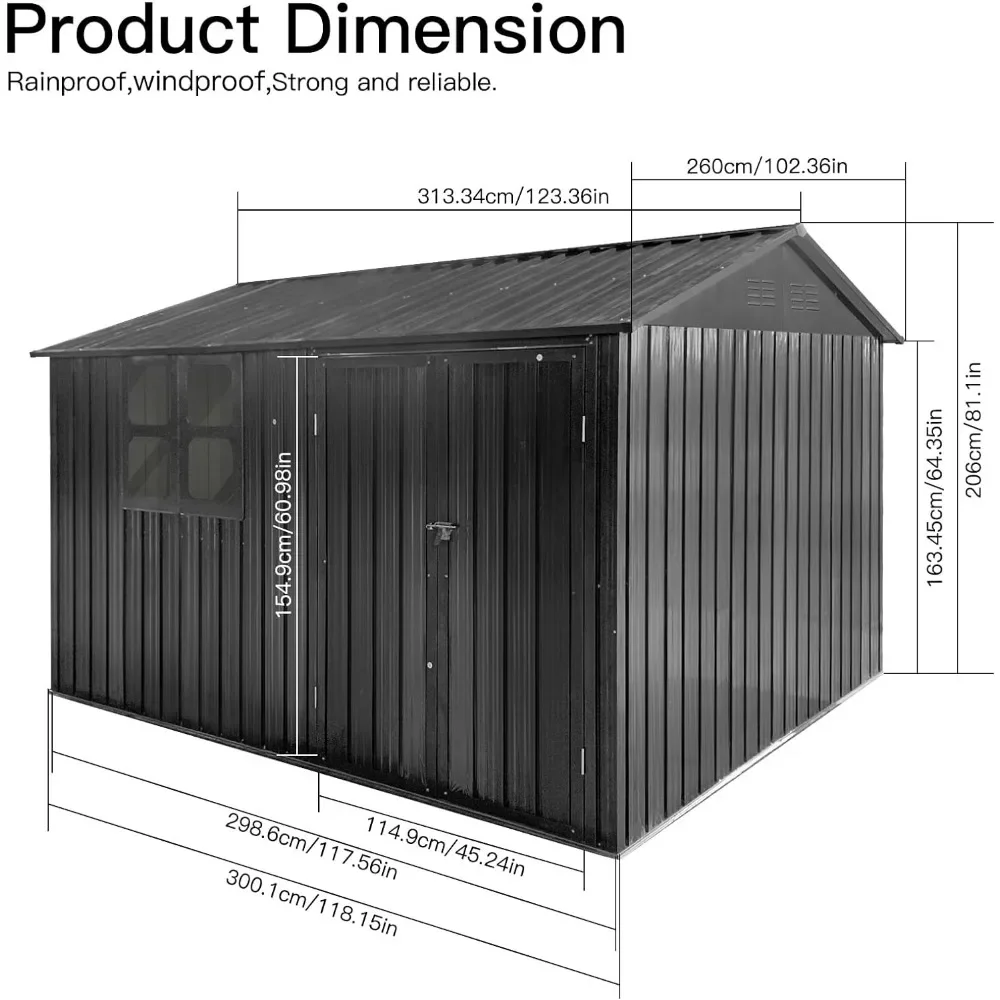 Imagem -04 - Ferramenta Utilitária Anticorrosão de Metal Aberturas do Obturador com Janela Apuramento ao ar Livre e de Armazenamento Casa com Porta Trancada 10x 8ft