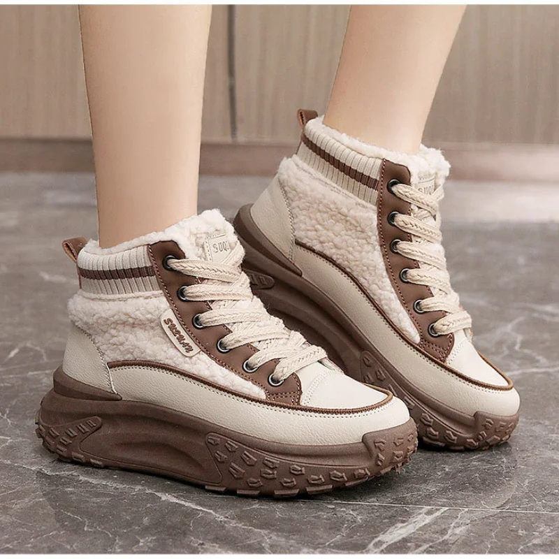 

Ankle Boots Woman Autumn and Winter Fashion Thick Soled Padded Shoes Women Comfort Warm Snow Boot Skateboard Sneakers Footwear