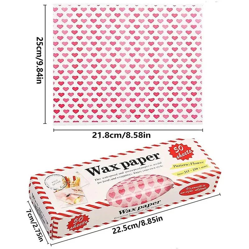 100Pcs/Box Waterproof Wax Paper Food Grade Grease Paper Food Wrapping for Bread Sandwich Burger Fries Oil Paper Baking Tools