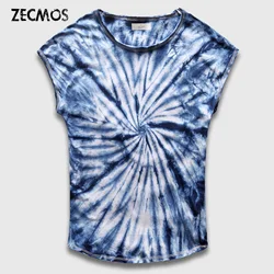 Zecmos Fashion Men Tie-Dye T-Shirt Male Gradient Tie Dye T Shirt Vintage Hip Hop Clothing Mens Tee Shirts Streetwear