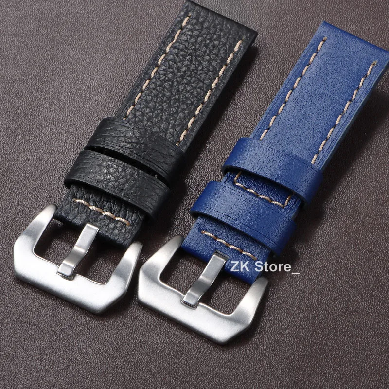 Pulseiras de relógio de couro PU vintage para homens, pulseiras impermeáveis, pulseira PAM, preto, marrom, vermelho, azul, 20mm, 22mm, 24mm