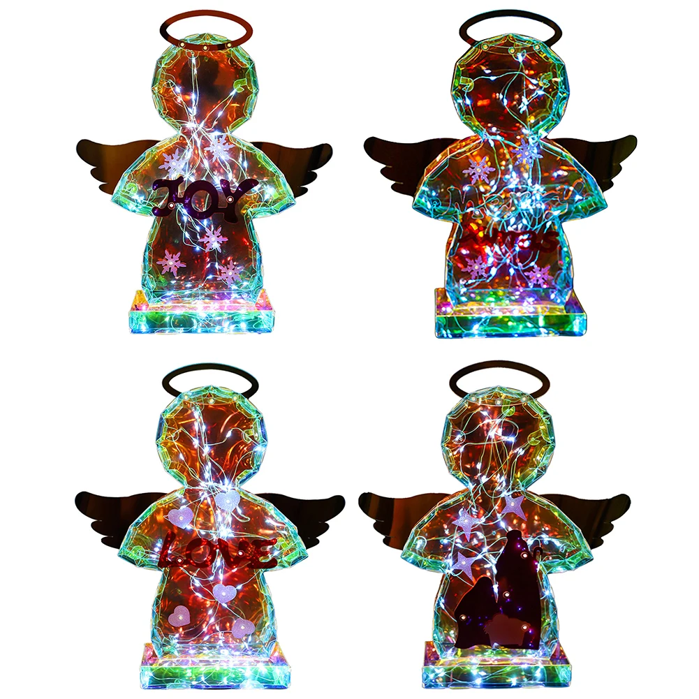 Prismatic LED Angel Night Light Creative Multi-Color Christmas Decoration Light for Christmas Party Scene Setting Decor